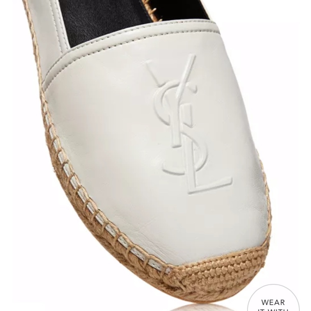 BNIB white leather YSL espadrille flats